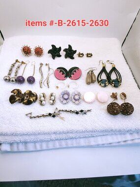 16 Pair of Earrings, items # B-2615-2630. , wt.  165 grams.